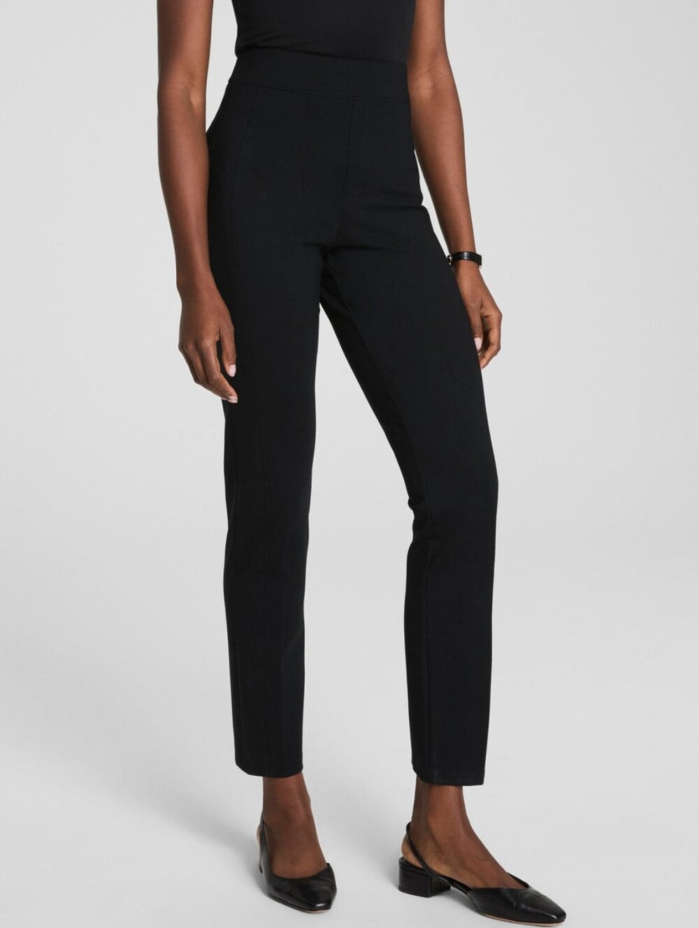 Spanx Super Smooth Perfect Fit Ponte Slim Straight Pant Black size 1X Petite